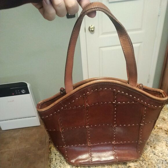ELLEPI HAND BAG PURSE. Brown Leather Hand-made in Italy Nice - Picture 2 of 12